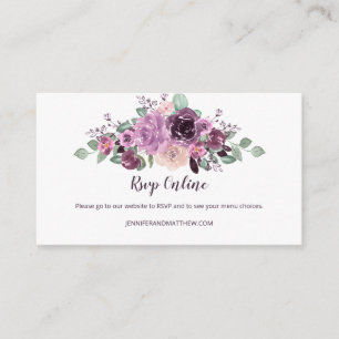 Cartão De Informações Roxo Sangria Mauve Floral RSVP Online  