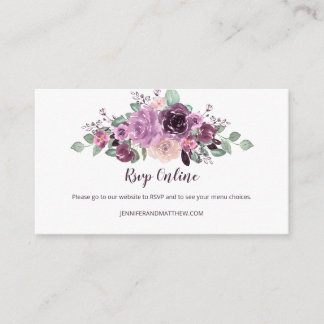Cartão De Informações Roxo Sangria Mauve Floral RSVP Online |