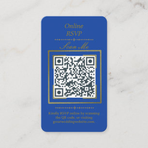 Cartão De Informações Royal Blue Foto Online RSVP Código QR Casamento
