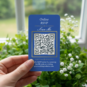 Cartão De Informações Royal Blue Foto Online RSVP Código QR Casamento