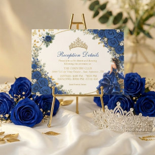 Cartão De Informações Royal Blue Golden Butterfly Quinceañera 