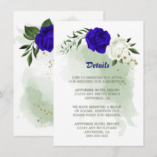 Cartão De Informações Royal Blue White Green - Gabinete de detalhes flor