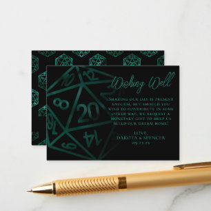 Cartão De Informações RPG Dice   Emerald Tabletop Gamer Desejando Bem