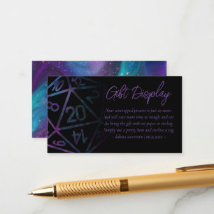 Cartão De Informações RPG Dice Nebula Fantasy Tabletop Gift em Exibiçã