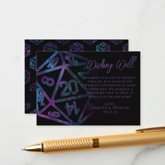 Cartão De Informações RPG Dice | Nebula Fantasy Tabletop Wishing Good (Frente/Verso In Situ)