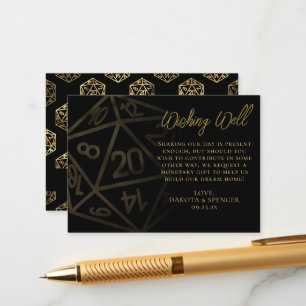 Cartão De Informações RPG Dice Tabletop de Fantasia Dourada Desfrutand