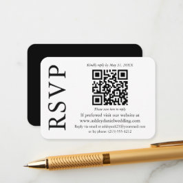 Cartão De Informações RSVP Branco Negro de Casamento de Na moda moderno