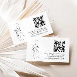 Cartão De Informações RSVP com Código QR Moderno Preto e Branco Simples
