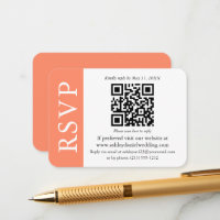 RSVP Coral e Branco de Casamento QR Moderno