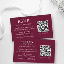 RSVP da Borgonha de Casamento Simples de Código QR