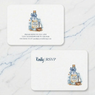 Cartão De Informações RSVP de Aniversário de Barco à Vela com Carta na G