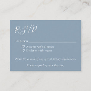 Cartão De Informações RSVP de Casamento Azul Boho Dusty de Script Minima