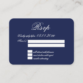 Cartão De Informações RSVP de Casamento Azul de Marinho Mínimo Elegante