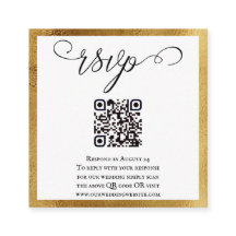 RSVP de Casamento Branco Dourado Elegante de Códig