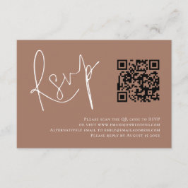 Cartão De Informações RSVP de Casamento Castanho Suave do Código QR de S