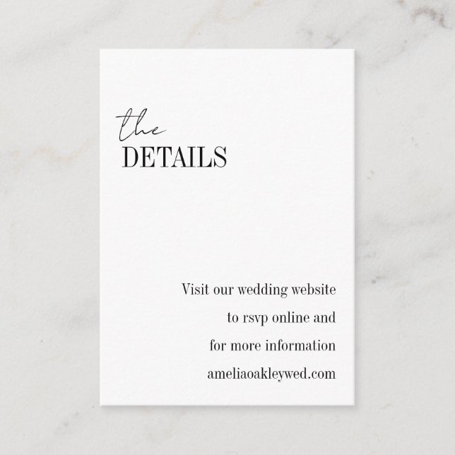 Cartão De Informações RSVP de Casamento Chic Elegante Branco Básico Mini (Frente)