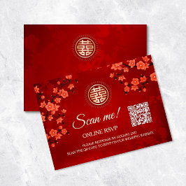 Cartão De Informações RSVP de Casamento Chinês Online | Código QR