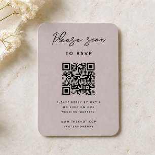 Cartão De Informações RSVP de Casamento Código QR Disky Minimalista Mo