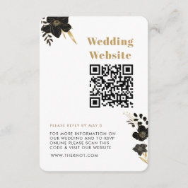 Cartão De Informações RSVP de Casamento | Código QR Foto branca moderna 