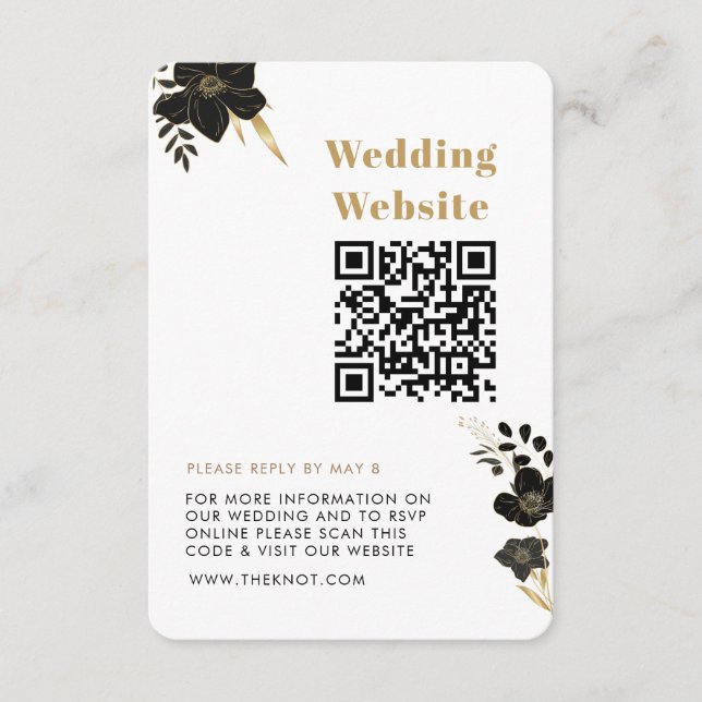 Cartão De Informações RSVP de Casamento | Código QR Foto branca moderna  (Frente)