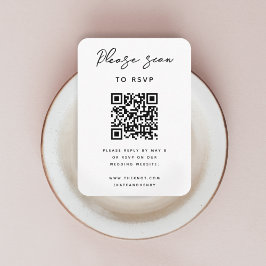 Cartão De Informações RSVP de Casamento | Código QR Simples minimalista