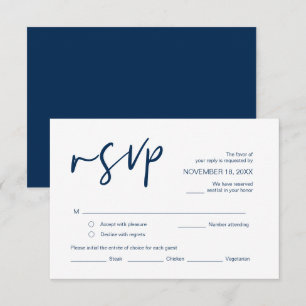 Cartão De Informações RSVP de Casamento, com opções de refeição, fonte M