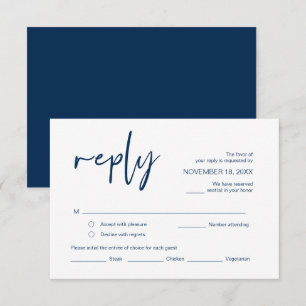Cartão De Informações RSVP de Casamento, com opções de refeição, fonte M