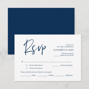 Cartão De Informações RSVP de Casamento, com opções de refeição, fonte M
