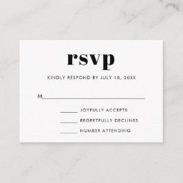 Cartão De Informações RSVP de Casamento da Serif Simples Bold