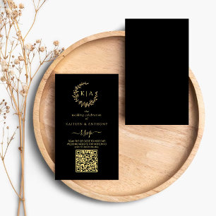 Cartão De Informações RSVP de Casamento da Terra do Monograma Preto e Do