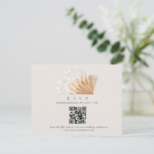 Cartão De Informações RSVP de Casamento de Código QR Boho Elegante