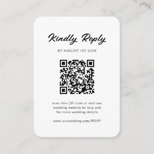 Cartão De Informações RSVP de Casamento de Código QR Clássico Preto e Br