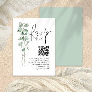 Cartão De Informações RSVP de Casamento de Código QR de Eucalyptus Sage
