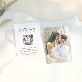 Cartão De Informações RSVP de Casamento de Código QR de Foto de Script S