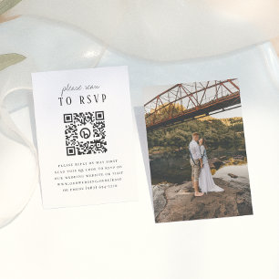 Cartão De Informações RSVP de Casamento de Código QR de Foto do Tipo Rus
