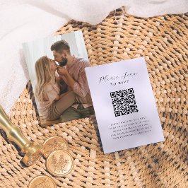 Cartão De Informações RSVP de Casamento de Código QR de Foto Mínimo do S