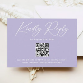 Cartão De Informações RSVP de Casamento de Código QR de Lavanda Roxo Min