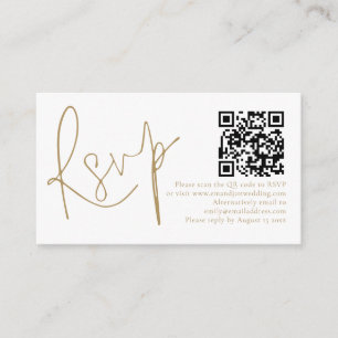 Cartão De Informações RSVP de Casamento de Código QR de Script Dourado E