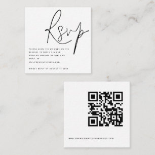 Cartão De Informações RSVP de Casamento de Código QR de Script Elegante