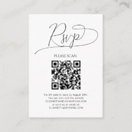 Cartão De Informações RSVP de Casamento de Código QR de Script Mínimo Si