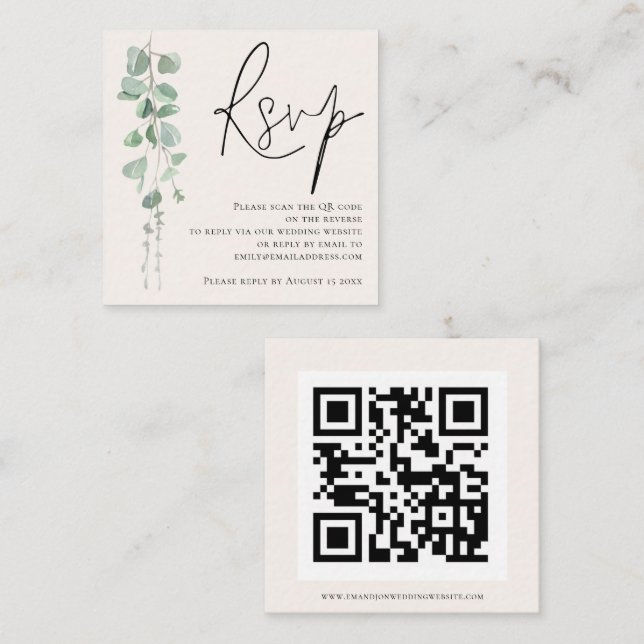 Cartão De Informações RSVP de Casamento de Código QR do Código de Casame (Frente/Verso)