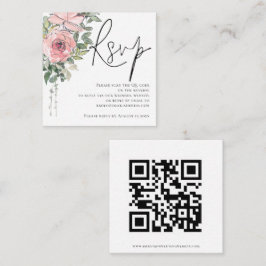 Cartão De Informações RSVP de Casamento de Código QR do Script de Blush