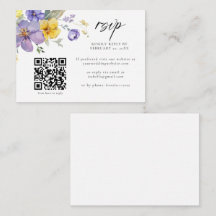 RSVP de Casamento de Código QR Floral de Lavanda A