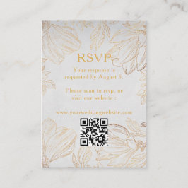 Cartão De Informações RSVP de Casamento de Código QR Floral do Ouro Botâ