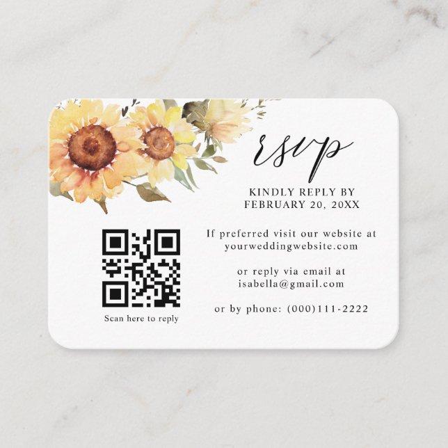 Cartão De Informações RSVP de Casamento de Código QR Floral Rústico Gira (Frente)