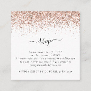 Cartão De Informações RSVP de Casamento de Código QR Glitter Dourado Mi