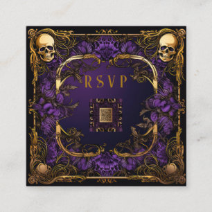 Cartão De Informações RSVP de Casamento de Código QR Gothic Elegante