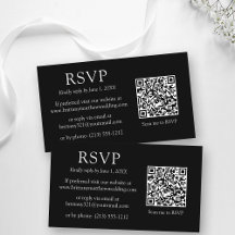RSVP de Casamento de Código QR Preto Simples Minim