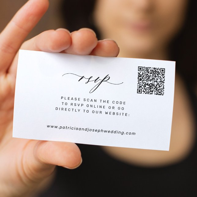 Cartão De Informações RSVP de casamento de código QR simples e moderno (Criador carregado)