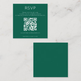 Cartão De Informações RSVP de Casamento de Esmeralda de Código QR Simple